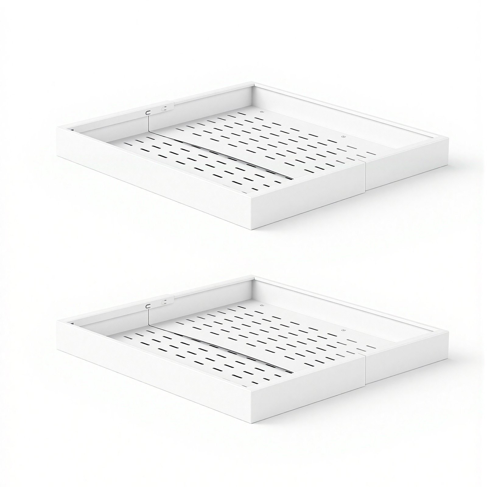 VEVOR Cajón Extraíble para Armario de Cocina 2 PCs Cajón Telescópico Blanco, Ancho Expandible de 31-48 cm, Profundidad de 52 cm, Carga 9 kg por Nivel, Con Tiras Adhesivas Nano, Para Despensa de Cocina
