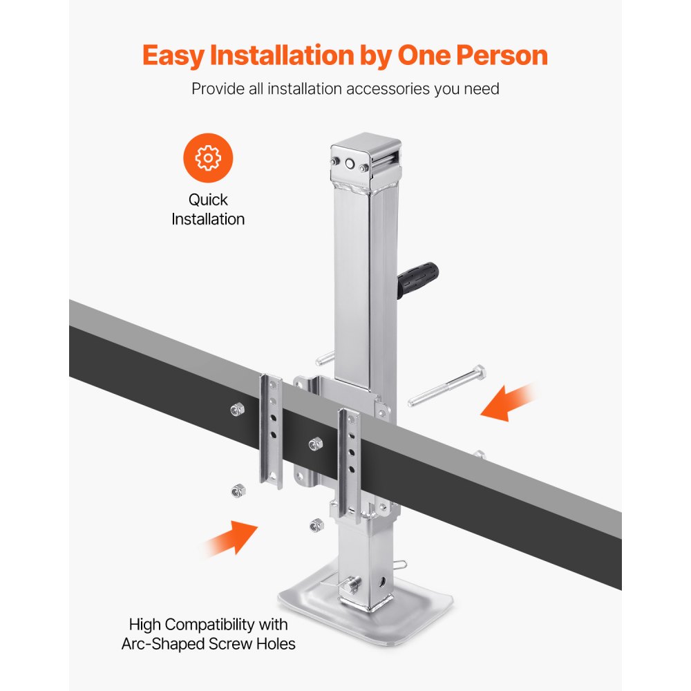 VEVOR Gato para Remolque, Capacidad de Carga Estática de 3628 kg Gato para Remolque con Pernos Soporte de Elevación de 724 mm con Manija para Remolque de RV, Remolque para Yates, Remolque Utilitario