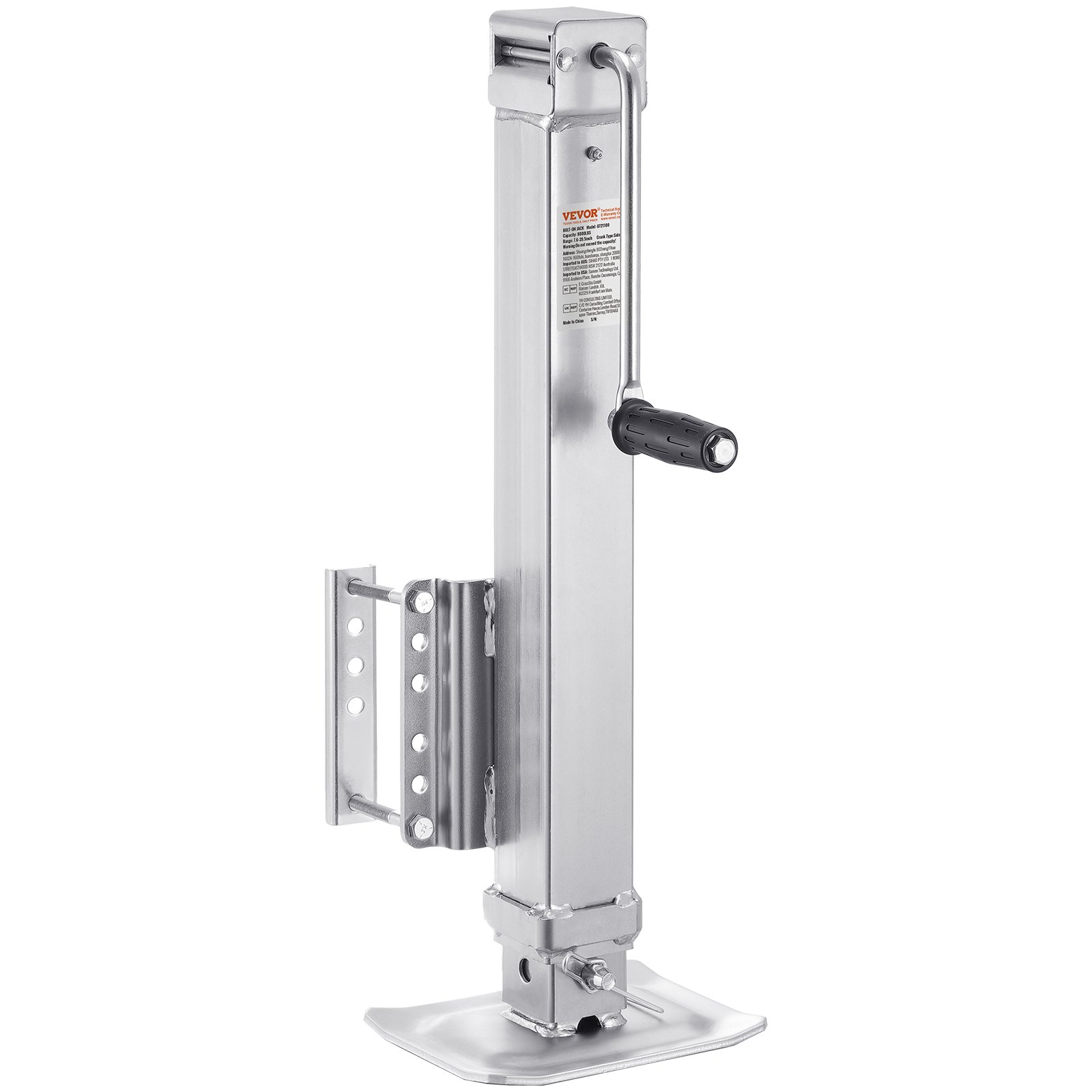 VEVOR Gato para Remolque, Capacidad de Carga Estática de 3628 kg Gato para Remolque con Pernos Soporte de Elevación de 724 mm con Manija para Remolque de RV, Remolque para Yates, Remolque Utilitario