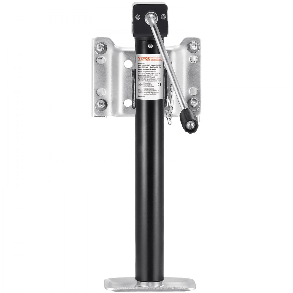 VEVOR Gato para Remolque, Capacidad de Carga Dinámica de 2267 kg, Gato para Remolque con Pernos Soporte de Elevación de 365 mm con Manija para Remolque de RV, Remolque para Yates, Remolque Utilitario