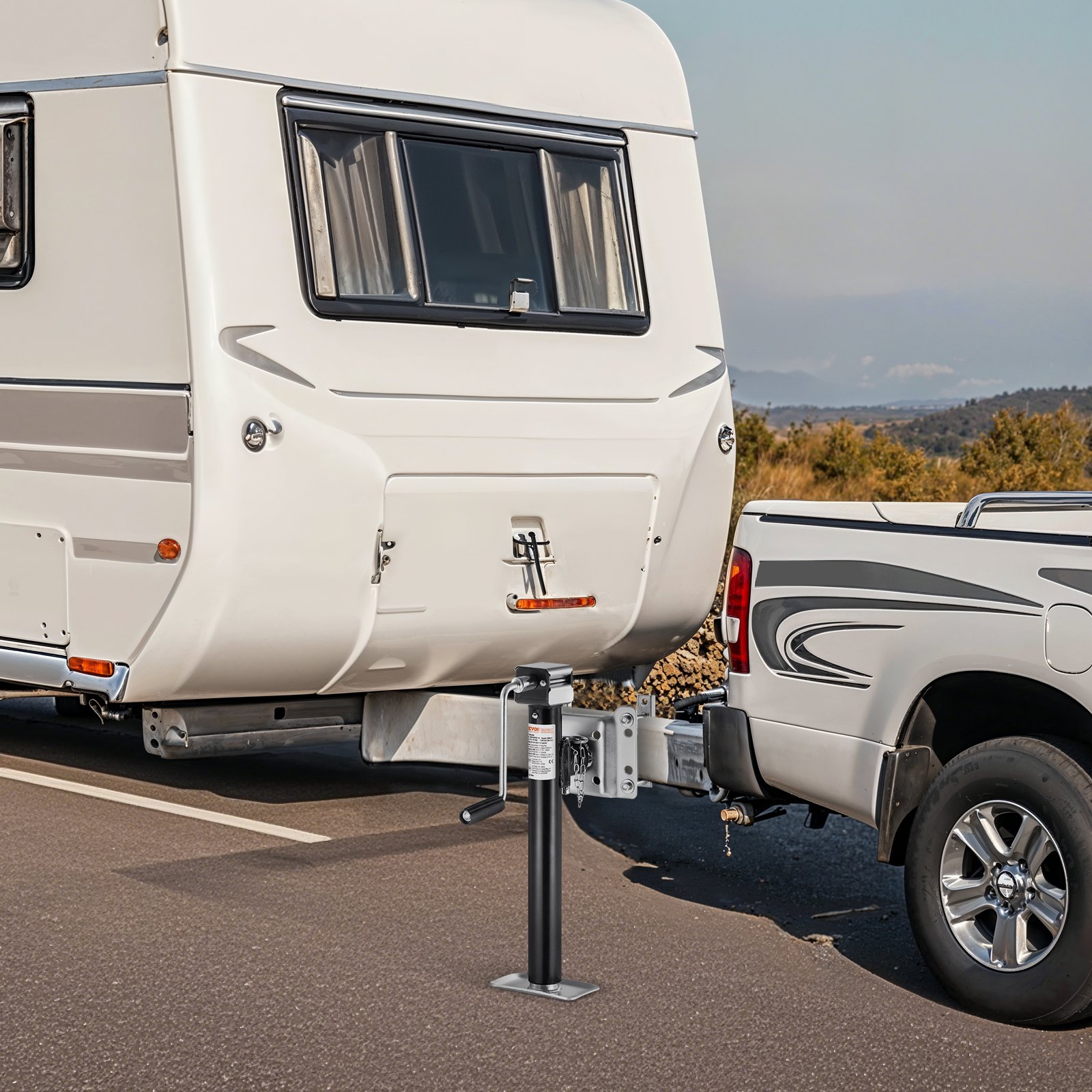 VEVOR Gato para Remolque, Capacidad de Carga Dinámica de 2267 kg, Gato para Remolque con Pernos Soporte de Elevación de 365 mm con Manija para Remolque de RV, Remolque para Yates, Remolque Utilitario