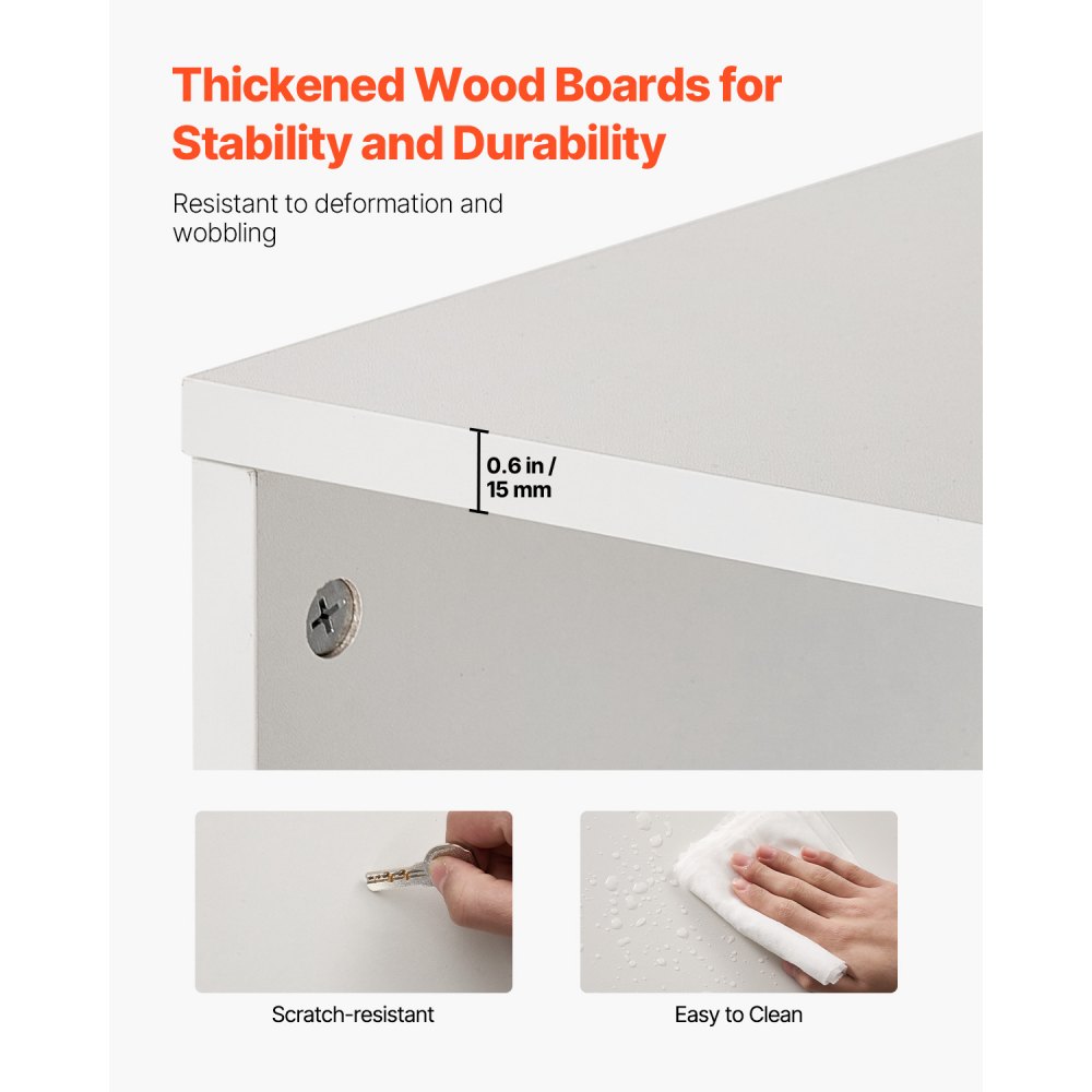 VEVOR Estantería Estrecha de 8 Niveles de 33 x 30 x 180 cm, Estantería Abierta de Madera con Estantes de Altura Ajustable, Estantería de Piso de Exhibición Alta para Biblioteca, Oficina, Blanco