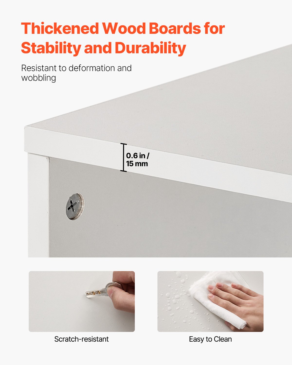 VEVOR Estantería Estrecha de 8 Niveles de 33 x 30 x 180 cm, Estantería Abierta de Madera con Estantes de Altura Ajustable, Estantería de Piso de Exhibición Alta para Biblioteca, Oficina, Blanco