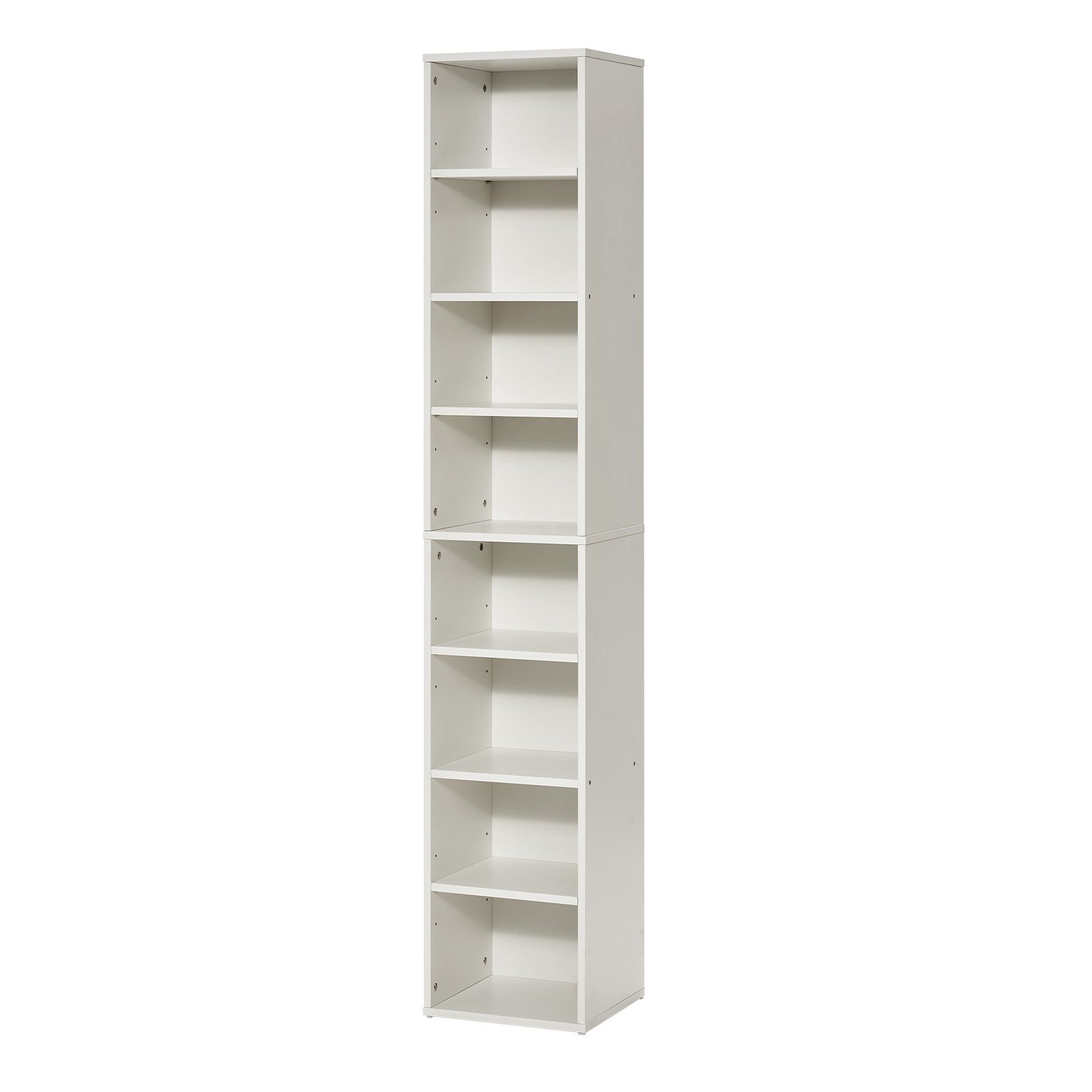 VEVOR Estantería Estrecha de 8 Niveles de 33 x 30 x 180 cm, Estantería Abierta de Madera con Estantes de Altura Ajustable, Estantería de Piso de Exhibición Alta para Biblioteca, Oficina, Blanco