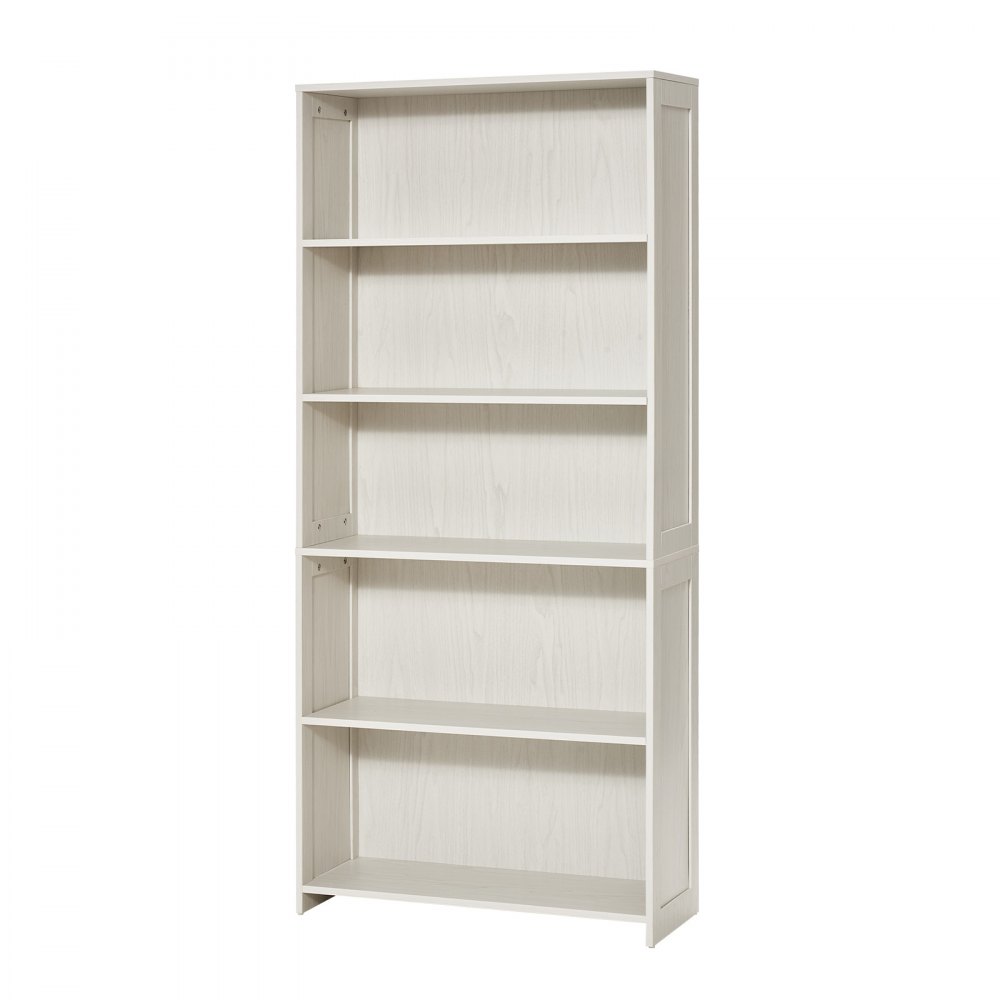VEVOR Estantería Ancha de 5 Niveles de 79,2 x 29,7 x 173,5 cm, Estantería Abierta de Madera con Estantes de Altura Ajustable, Estantería de Piso de Exhibición Alta para Biblioteca, Oficina, Blanco
