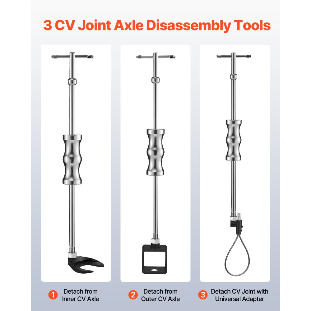 VEVOR Inner CV Axle Puller Tool Set with Slide Hammer & 49mm 64.5mm CV Joint Fork Adapter, Inner CV Joint Removal Tool Kit, Heavy Duty Front Wheel Drive Axle Puller Slide Hammer Set for Most Vehicles