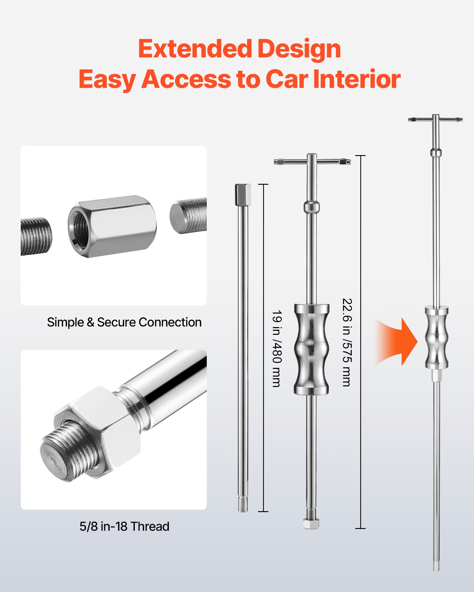 VEVOR Inner CV Axle Puller Tool Set with Slide Hammer & 49mm 64.5mm CV Joint Fork Adapter, Inner CV Joint Removal Tool Kit, Heavy Duty Front Wheel Drive Axle Puller Slide Hammer Set for Most Vehicles