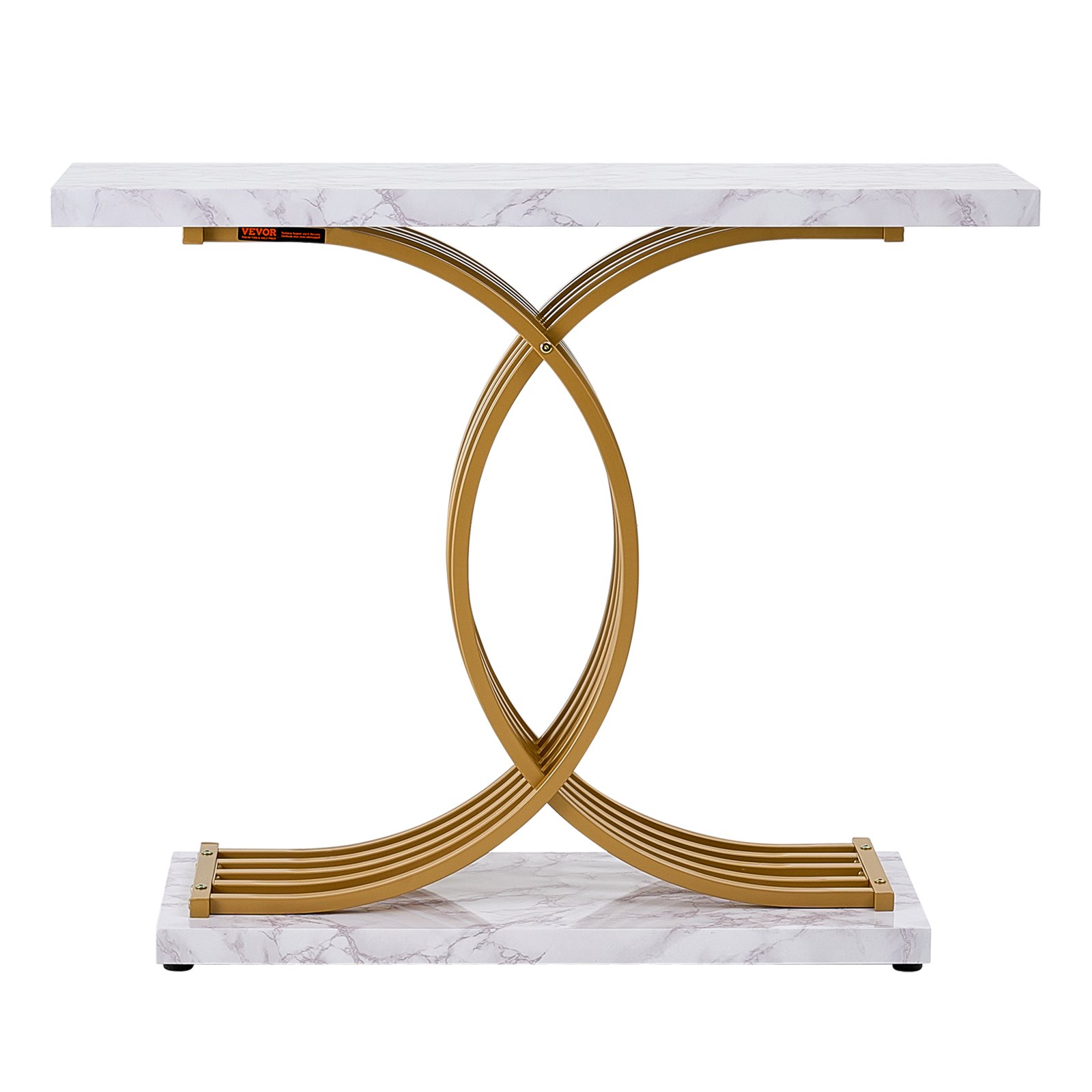 VEVOR Mesa de Consola Estrecha para Sofá, 100 x 30 x 81 cm, Mesa de Consola Estrecha de 1 Nivel, Mesa de Sofá Estrecha con Marco de Metal, para Entrada, Pasillo, Sala de Estar, Mármol Falso Blanco