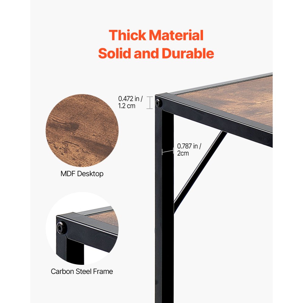 VEVOR Mesa de Consola Estrecha para Sofá, Mesa de Entrada Larga de 2 Niveles 106 x 29,5 x 73,5 cm con Tomas de Corriente, Estructura de Metal y Estación de Carga, para Entrada, Marrón y Negro