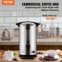VEVOR Urna de Café Comercial de Acero Inoxidable para 65 Tazas urna para cafetera 1500W 220V Cafetera Eléctrica Urna Para Preparación Rápida Urna de Agua Caliente con Cable de Corriente Desmontable