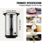 VEVOR Urna de Café Comercial de Acero Inoxidable para 65 Tazas urna para cafetera 1500W 220V Cafetera Eléctrica Urna Para Preparación Rápida Urna de Agua Caliente con Cable de Corriente Desmontable