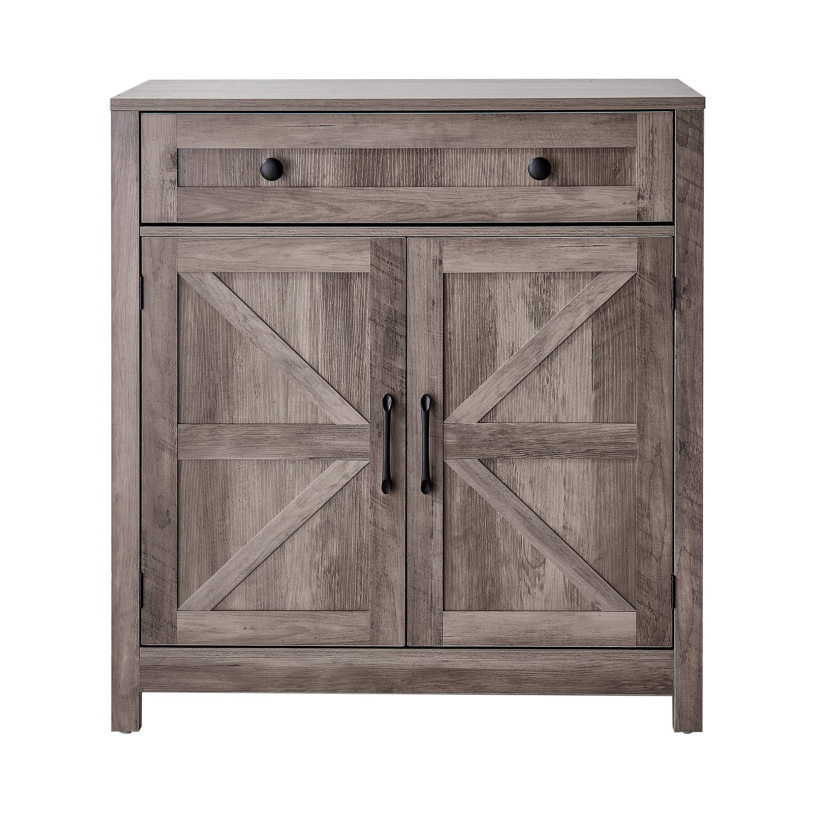 VEVOR Aparador de Cocina 75 x 37,5 x 80 cm, Mueble Auxiliar con Cajón Estantes Ajustables, Estilo Casa de Campo, Dispositivo Antivuelco, Armario de Almacenamiento para Salón Entrada Comedor, Gris