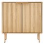VEVOR Coffee Bar Cabinet, Mid Century Fluted Coffee Bar Table with 2-Tier Storage, Buffet Stand Cabinet with 2 Barn Door, Sideboard Buffet Station for Living Room, Entryway, 80 x 37.5 x 80 cm, Oak