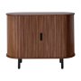 VEVOR Coffee Bar Cabinet, Mid Century Fluted Coffee Bar Table, Buffet Stand Cabinet with 2 Sliding Doors, Sideboard Buffet Station for Living Room, Entryway, Kitchen, 100 x 40 x 75 cm, Walnut