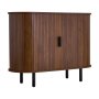 VEVOR Coffee Bar Cabinet, Mid Century Fluted Coffee Bar Table, Buffet Stand Cabinet with 2 Sliding Doors, Sideboard Buffet Station for Living Room, Entryway, Kitchen, 100 x 40 x 75 cm, Walnut