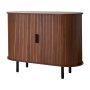 VEVOR Coffee Bar Cabinet, Mid Century Fluted Coffee Bar Table, Buffet Stand Cabinet with 2 Sliding Doors, Sideboard Buffet Station for Living Room, Entryway, Kitchen, 100 x 40 x 75 cm, Walnut