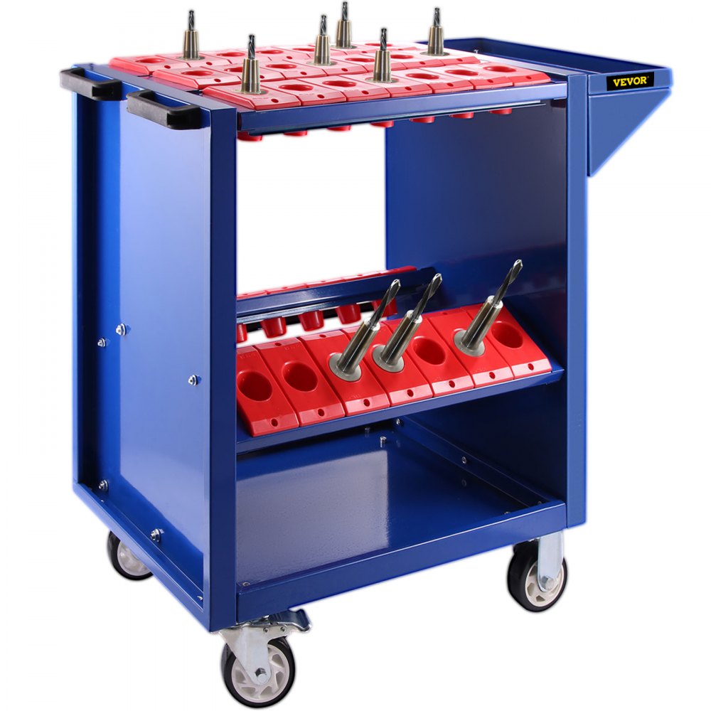 VEVOR Carretilla de Herramienta Plataforma de Servicio BT40 CNC, Carrito de Herramientas de Acero con 4 Ruedas de Goma con 2 Frenos, Carrito para Herramienta Peso de 25 kg Estable y Suave Color Azul