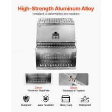 VEVOR Caja de Herramientas para Camiones con Escalón 610 x 695 x 645 mm de Aluminio Resistente, con Montaje Lateral, con Cerradura, Manija en T y Llaves para Semirremolques, Remolques de Plataforma