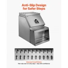 VEVOR Caja de Herramientas para Camiones con Escalón 457 x 695 x 645 mm de Aluminio Resistente, con Montaje Lateral, con Cerradura, Manija en T y Llaves para Semirremolques, Remolques de Plataforma