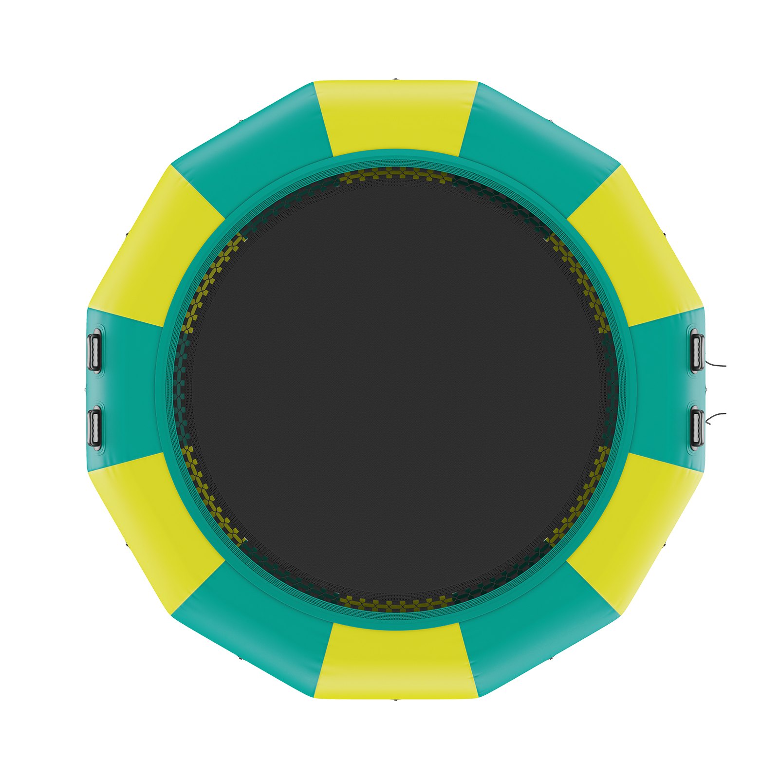 VEVOR Trampolín Inflable de Agua Trampolín Hinchable de Agua 367 x 60 cm Plataforma de Natación Portátil con Escalera y Bomba de Aire Eléctrica Rebotador Flotante para Niños, Piscina, Amarillo y Verde