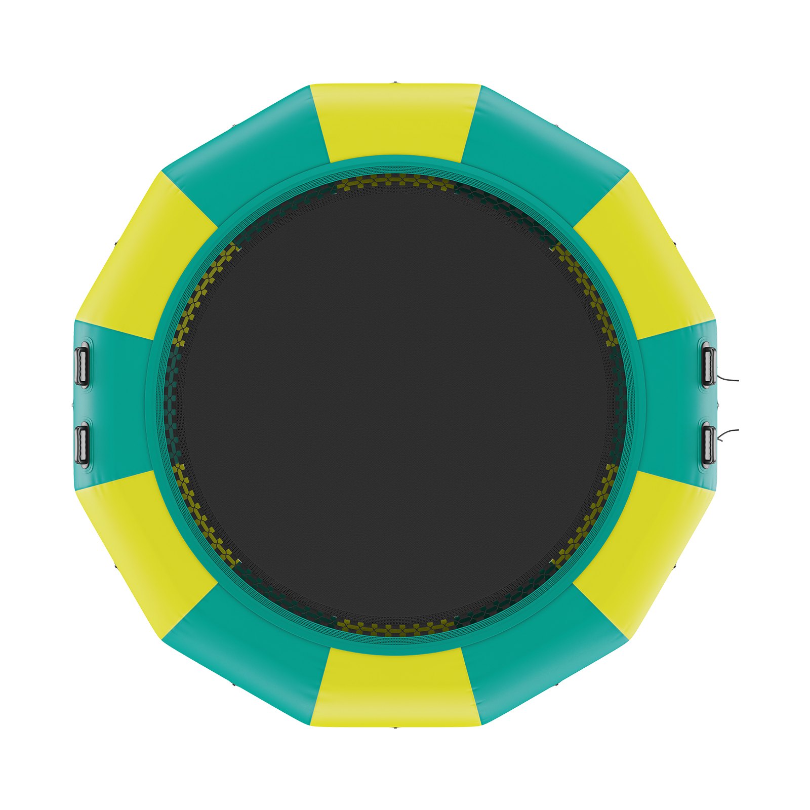 VEVOR Trampolín Inflable de Agua Trampolín Hinchable de Agua 367 x 60 cm Plataforma de Natación Portátil con Escalera y Bomba de Aire Eléctrica Rebotador Flotante para Niños, Piscina, Amarillo y Verde