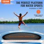 VEVOR Trampolín Inflable de Agua Trampolín Hinchable de Agua 310 x 60 cm Plataforma de Natación Portátil con Escalera y Bomba de Aire Eléctrica Rebotador Flotante para Niños, Piscina, Azul y Blanco