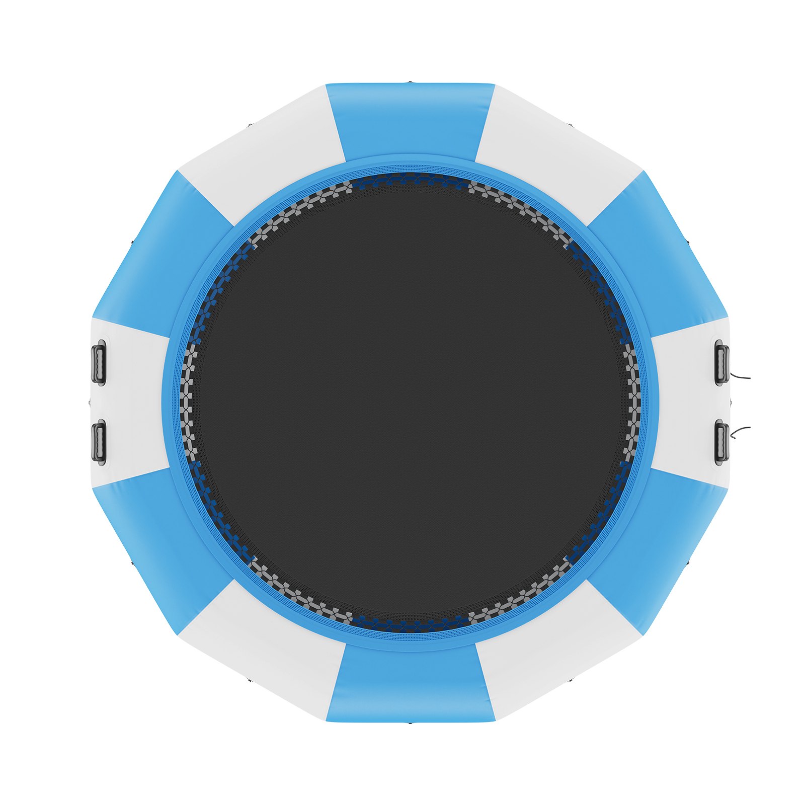 VEVOR Trampolín Inflable de Agua Trampolín Hinchable de Agua 415 x 60 cm Plataforma de Natación Portátil con Escalera y Bomba de Aire Eléctrica Rebotador Flotante para Niños, Piscina, Azul y Blanco