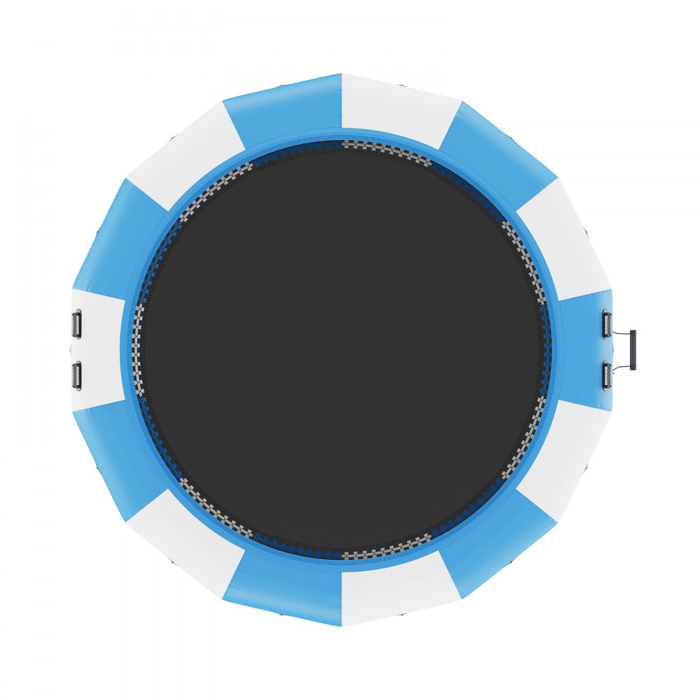 VEVOR Trampolín Inflable de Agua Trampolín Hinchable de Agua 470 x 60 cm Plataforma de Natación Portátil con Escalera y Bomba de Aire Eléctrica Rebotador Flotante para Niños, Piscina, Azul y Blanco