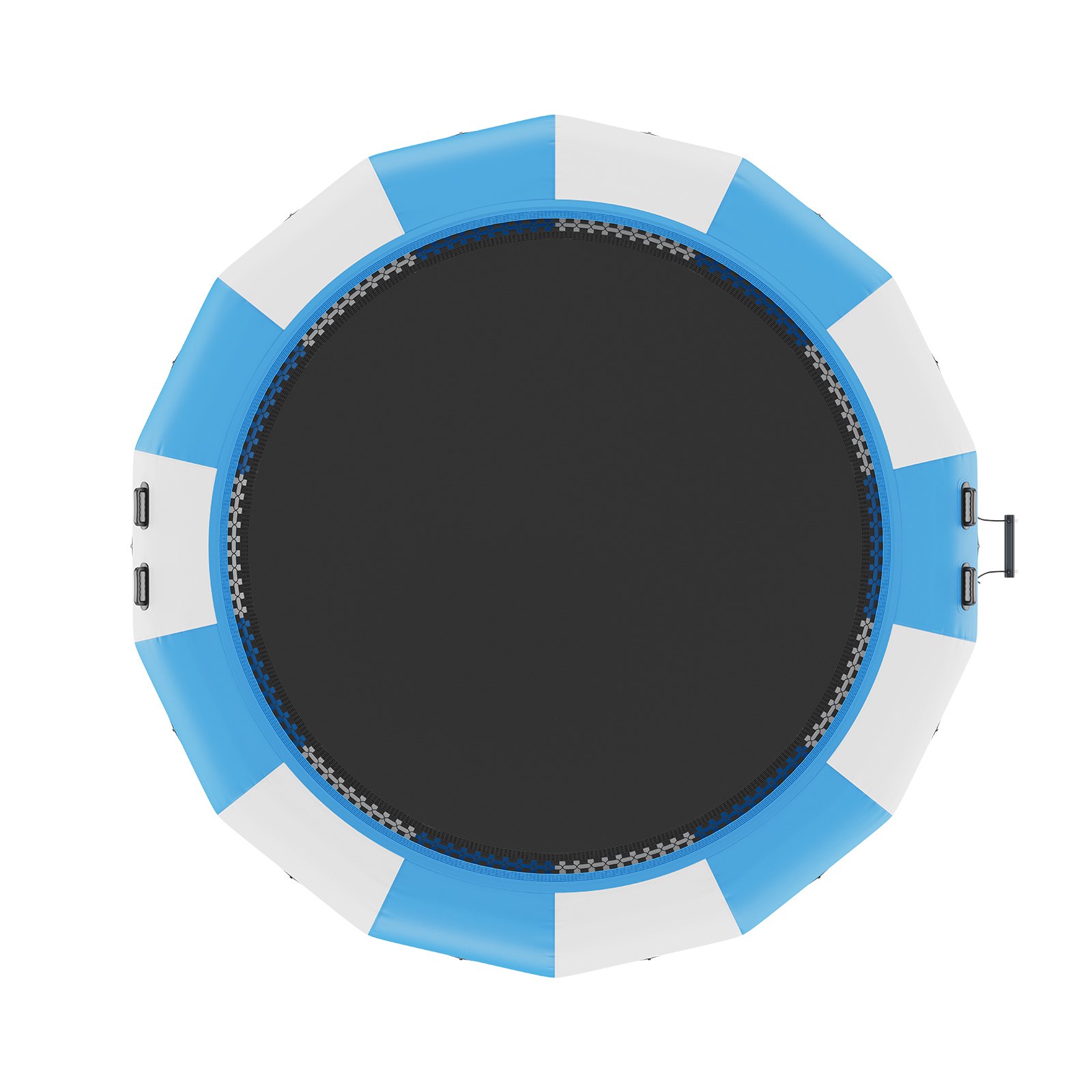 VEVOR Trampolín Inflable de Agua Trampolín Hinchable de Agua 470 x 60 cm Plataforma de Natación Portátil con Escalera y Bomba de Aire Eléctrica Rebotador Flotante para Niños, Piscina, Azul y Blanco