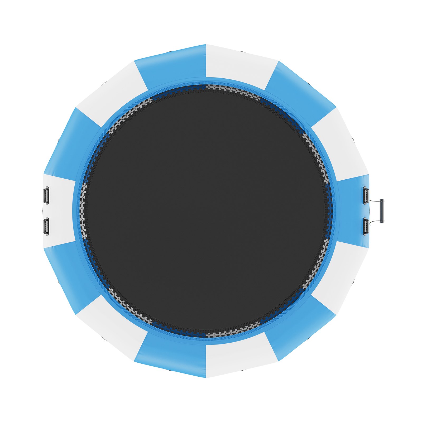 VEVOR Trampolín Inflable de Agua Trampolín Hinchable de Agua 470 x 60 cm Plataforma de Natación Portátil con Escalera y Bomba de Aire Eléctrica Rebotador Flotante para Niños, Piscina, Azul y Blanco