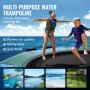 VEVOR Trampolín Inflable de Agua Trampolín Hinchable de Agua 310 x 60 cm Plataforma de Natación Portátil con Escalera y Bomba de Aire Eléctrica Rebotador Flotante para Niños, Piscina, Azul y Verde