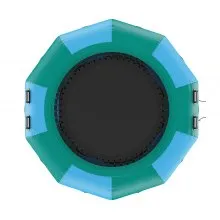 VEVOR Trampolín Inflable de Agua Trampolín Hinchable de Agua 310 x 60 cm Plataforma de Natación Portátil con Escalera y Bomba de Aire Eléctrica Rebotador Flotante para Niños, Piscina, Azul y Verde