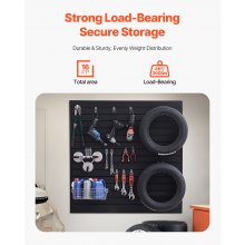 VEVOR Paneles de Pared de Listones 1230 x 1235 x 20 mm, Panel de Listones de Garaje de PVC Diseño Modular con Estructura de Acoplamiento y Corte de Bricolaje para Almacenamiento y Exhibición, Negro