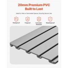 VEVOR Paneles de Pared de Listones de PVC 1225x2450x20 mm con Accesorios, Gris