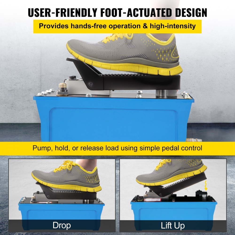 VEVOR 0.85L Air Hydraulic Pump, 8.04 kg Pneumatic Hydraulic Foot Pump 10,000 lbs, Hydraulic Air Pump, Hydraulic Foot Pump, Centrifugal Pump Car Repair Blue