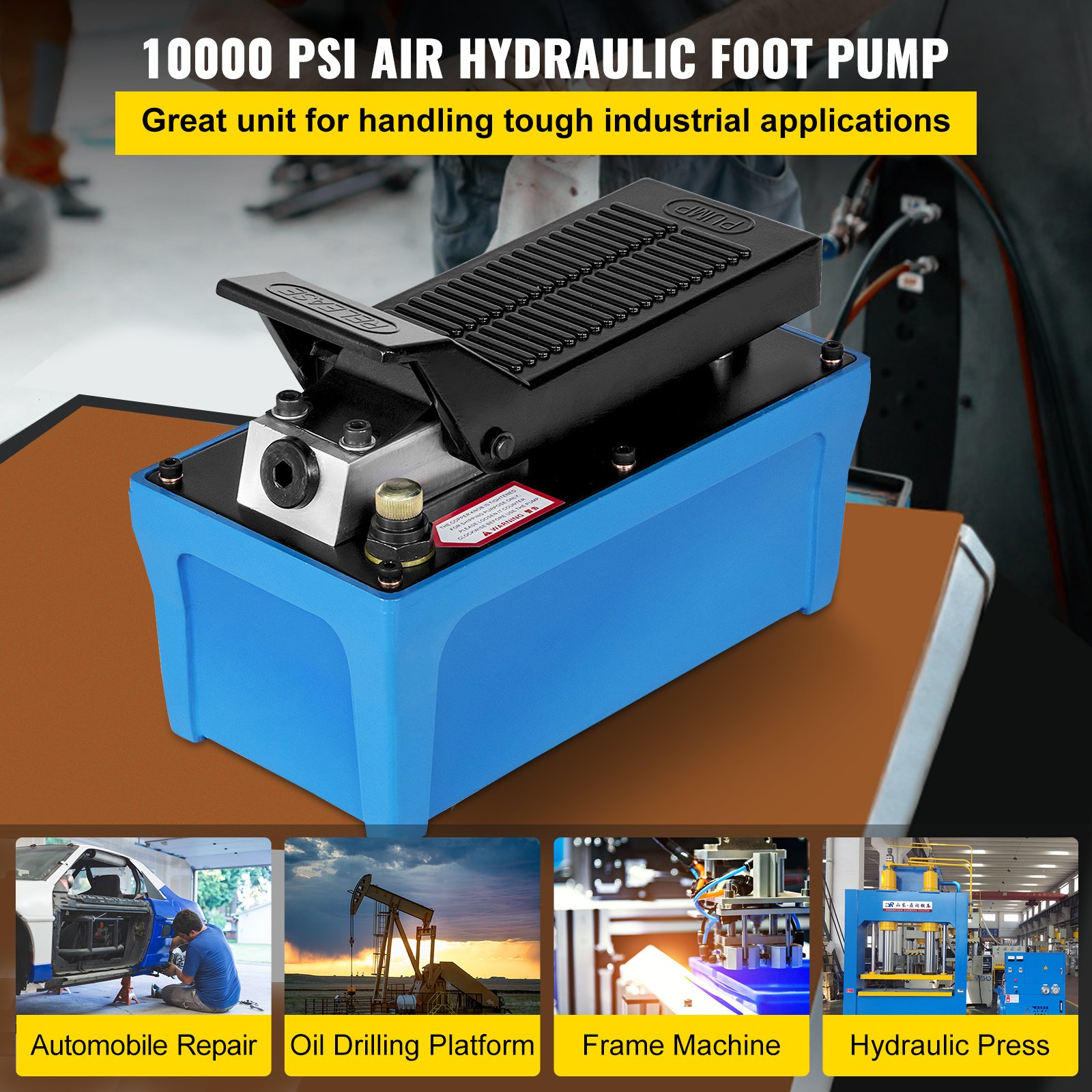 VEVOR 0.85L Air Hydraulic Pump, 8.04 kg Pneumatic Hydraulic Foot Pump 10,000 lbs, Hydraulic Air Pump, Hydraulic Foot Pump, Centrifugal Pump Car Repair Blue