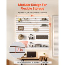 VEVOR Paneles de Pared de Listones MDF 1220 x 1220 x 18mm Diseño Modular, Blanco