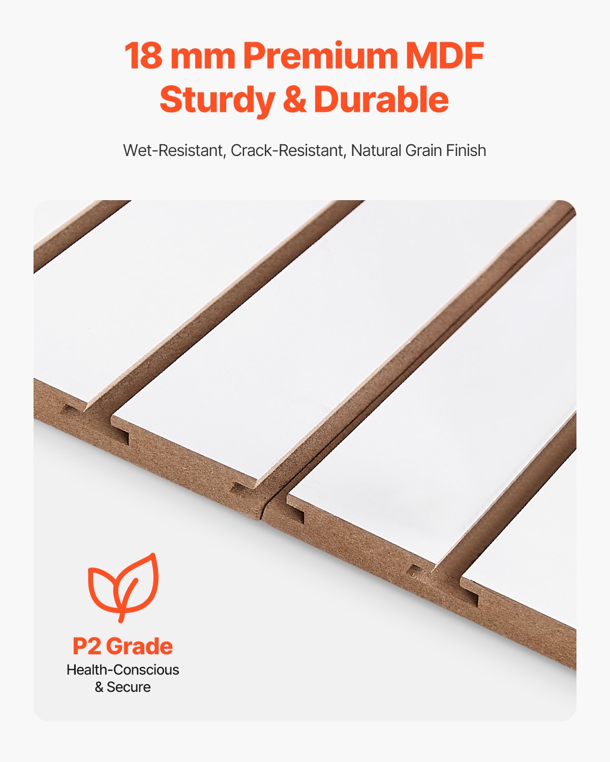 VEVOR Paneles de Pared de Listones 1220 x 1220 x 18 mm, Panel de Listones de Garaje de MDF Diseño Modular con Estructura de Acoplamiento y Corte de Bricolaje para Almacenamiento y Exhibición, Blanco