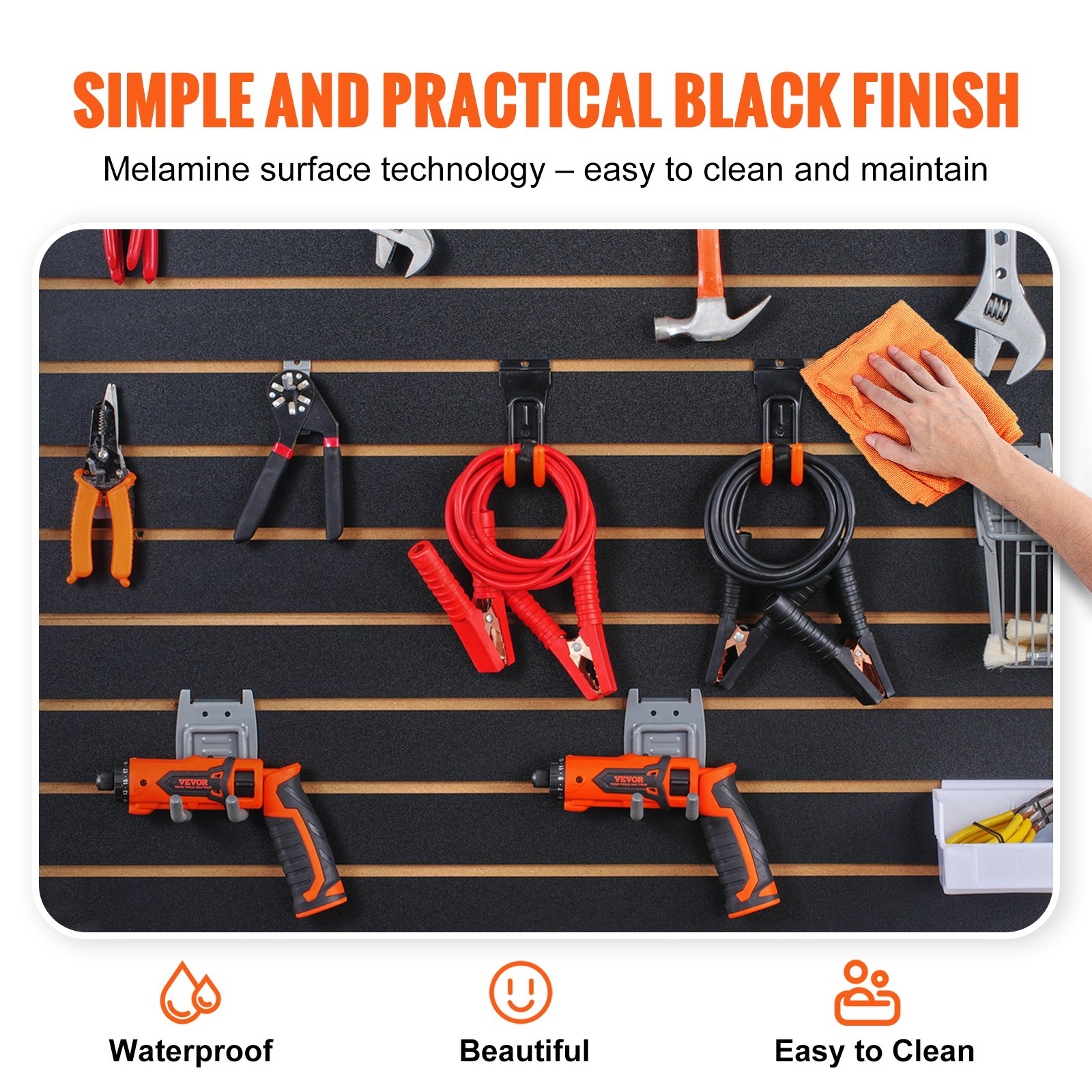 VEVOR 2-Piece Set Wall Panel Tool Wall 129.1x129.1cm Wall Panel MDF Tool Holder Organizer, Slatwall Pegboard Wall Mount Ideal for Workshop Warehouse Basement Workbench Garage