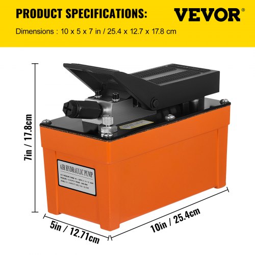 VEVOR Bomba de Pie Hidráulica de Aire de Aluminio de Aviación 10.000 psi, Bomba Neumática Hidráulica con Tubo de Aceite de Alta Presión 40-150 psi, Bomba Hidráulica de Aire para Desmontar Neumáticos