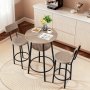 VEVOR Mesa de Bar Redonda con 2 Taburetes 60 x 60 x 91,5 cm, Juego de Mesa Alta para Comedor, Metálica Fuerte Duradera, Estilo Industrial Moderno, para Cocina Salón Bar Estrecho Barra Alta Desayuno