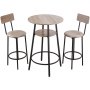 VEVOR Mesa de Bar Redonda con 2 Taburetes 60 x 60 x 91,5 cm, Juego de Mesa Alta para Comedor, Metálica Fuerte Duradera, Estilo Industrial Moderno, para Cocina Salón Bar Estrecho Barra Alta Desayuno