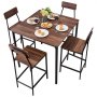 VEVOR Mesa de Bar Cuadrada con 4 Taburetes 90 x 90 x 91 cm, Juego de Mesa Alta para Comedor, Metálica Fuerte Duradera, Estilo Industrial Moderno, para Cocina, Salón, Bar Estrecho, Barra Alta, Desayuno