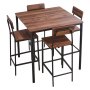 VEVOR Mesa de Bar Cuadrada con 4 Taburetes 90 x 90 x 91 cm, Juego de Mesa Alta para Comedor, Metálica Fuerte Duradera, Estilo Industrial Moderno, para Cocina, Salón, Bar Estrecho, Barra Alta, Desayuno