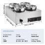 VEVOR Electric Soup Warmer/Food Warmer 4 x 7.4 Qt, Commercial Food Warmer 1500 W, Adjustable Temperature from 30-85 °C, with Dry Burn Protection and Reset Button, for Restaurants and Buffets