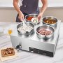 VEVOR Electric Soup Warmer/Food Warmer 4 x 7.4 Qt, Commercial Food Warmer 1500 W, Adjustable Temperature from 30-85 °C, with Dry Burn Protection and Reset Button, for Restaurants and Buffets