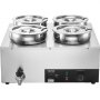 VEVOR Electric Soup Warmer/Food Warmer 4 x 7.4 Qt, Commercial Food Warmer 1500 W, Adjustable Temperature from 30-85 °C, with Dry Burn Protection and Reset Button, for Restaurants and Buffets