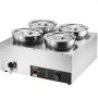 VEVOR Electric Soup Warmer/Food Warmer 4 x 7.4 Qt, Commercial Food Warmer 1500 W, Adjustable Temperature from 30-85 °C, with Dry Burn Protection and Reset Button, for Restaurants and Buffets