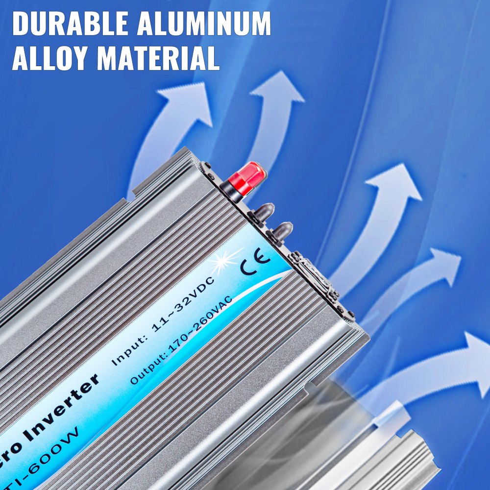 Vevor Inversor Solar De Conexión A Red, Inversor De Potencia, 600 W, Con Led