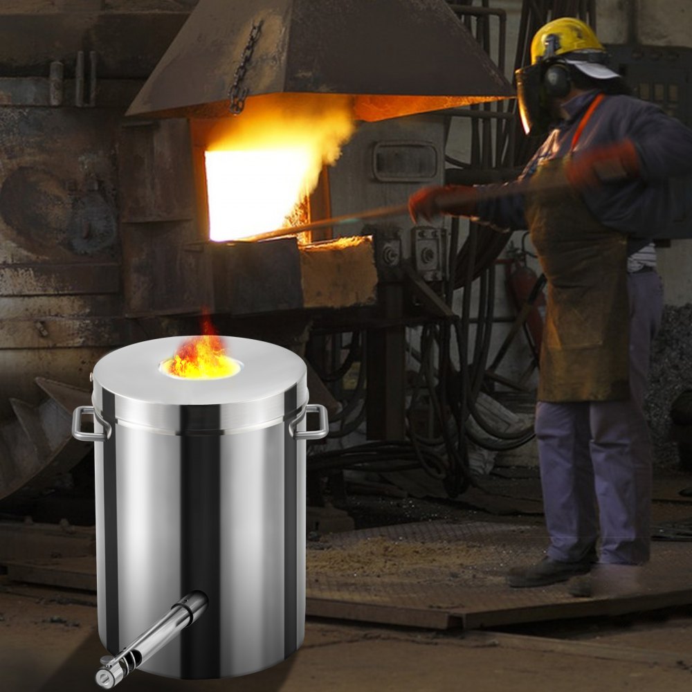 VEVOR Forja de Propano de Acero Inoxidable 6 KG Kit de Horno de Fusión de Metales Temperatura Máxima de 1482 °C Horno de Fundición de Propano 30 PSI Juego de Forja para Cobre, Aluminio, Oro, Plata